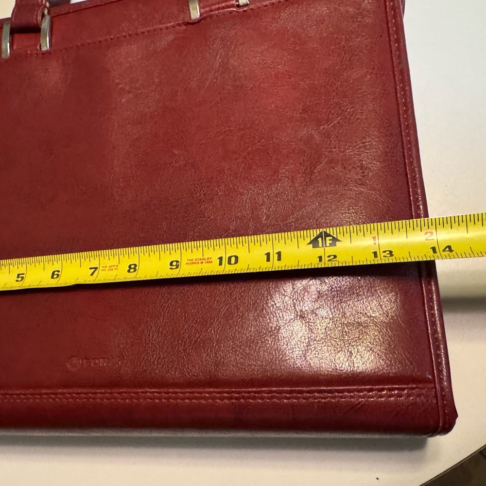 High End Foray Deep Red Women’s Briefcase Attache Vegan Leather Bag Planner - Picture 15 of 15